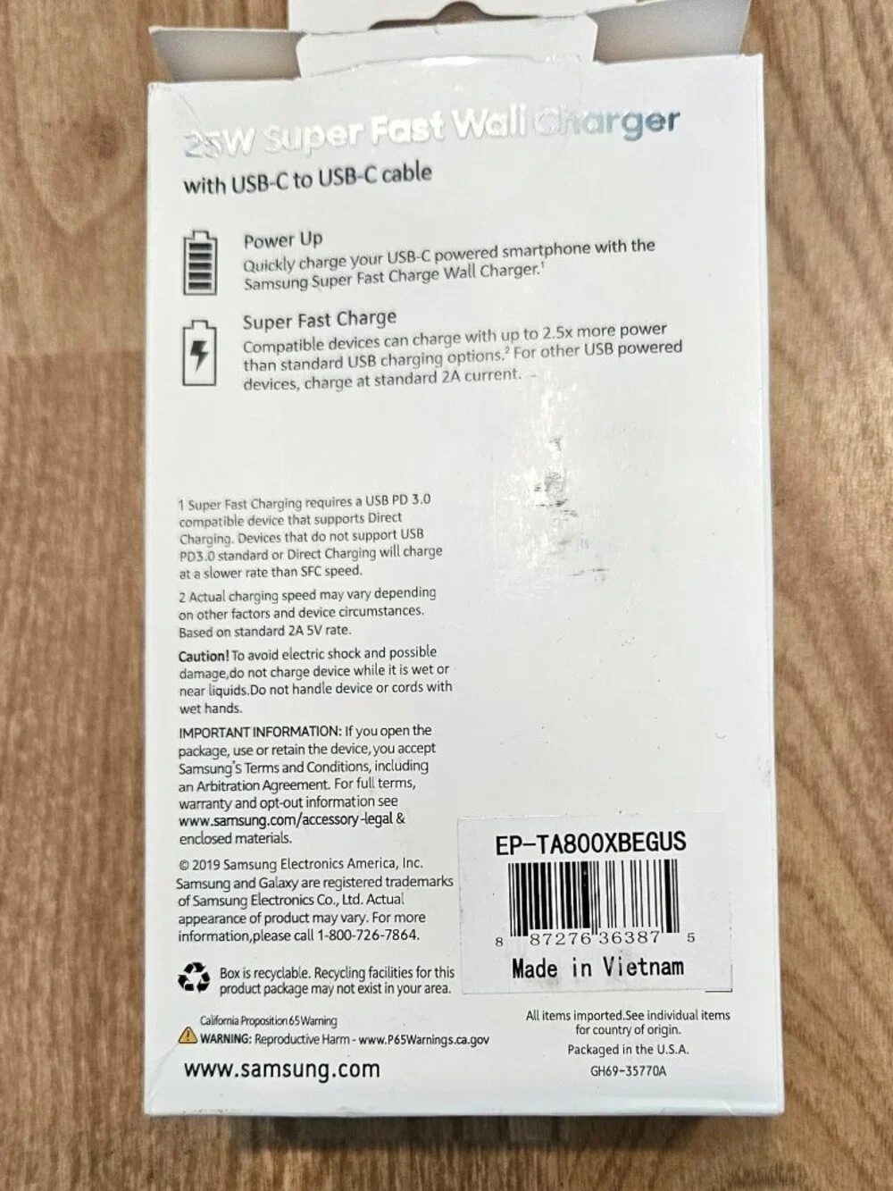 Samsung 25W Super Fast Wall Charger EP-TA800 USB-C ORIGINAL OEM BLACK BRAND NEW